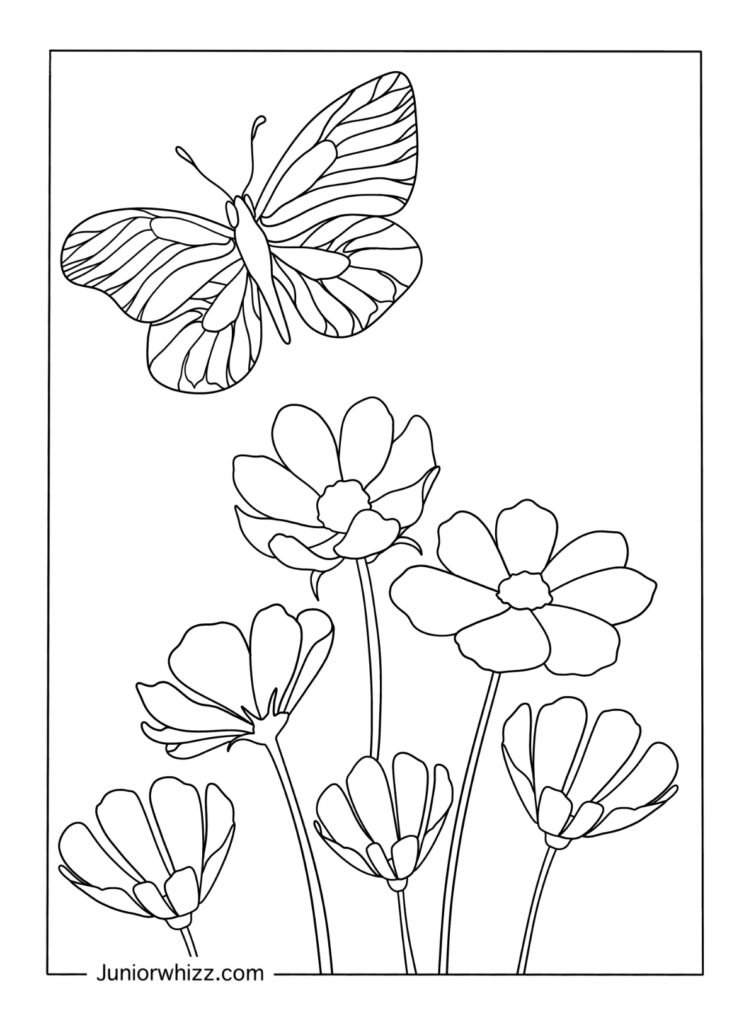 Easy Flower and Butterfly Drawing for Kids