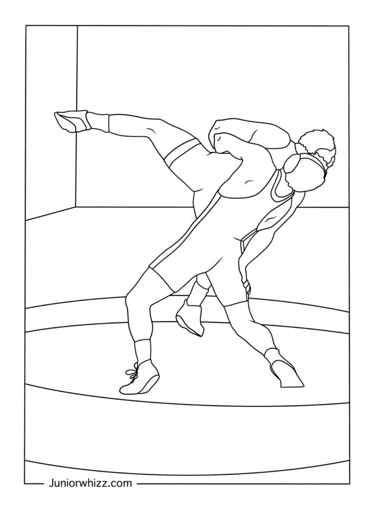 Easy Wrestling Coloring Page