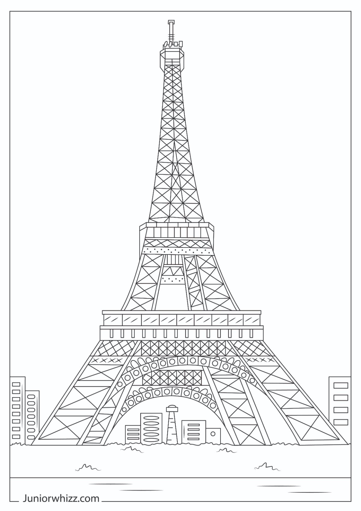 Eiffel Tower Coloring Pages for Kids (12 Printable PDFs)
