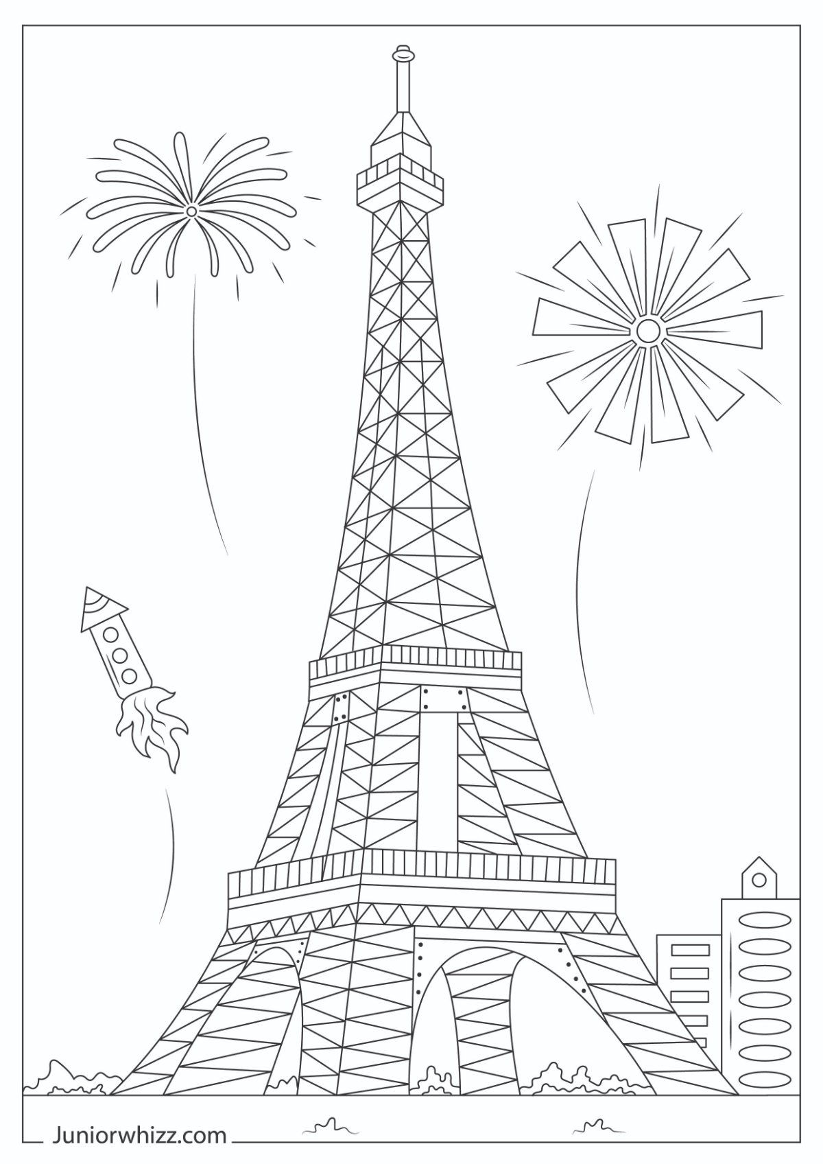 Eiffel Tower Coloring Pages for Kids (12 Printable PDFs)