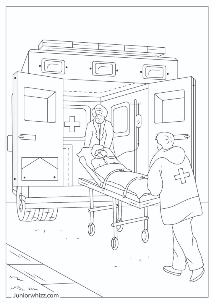 Emergency Service Ambulance Coloring Page