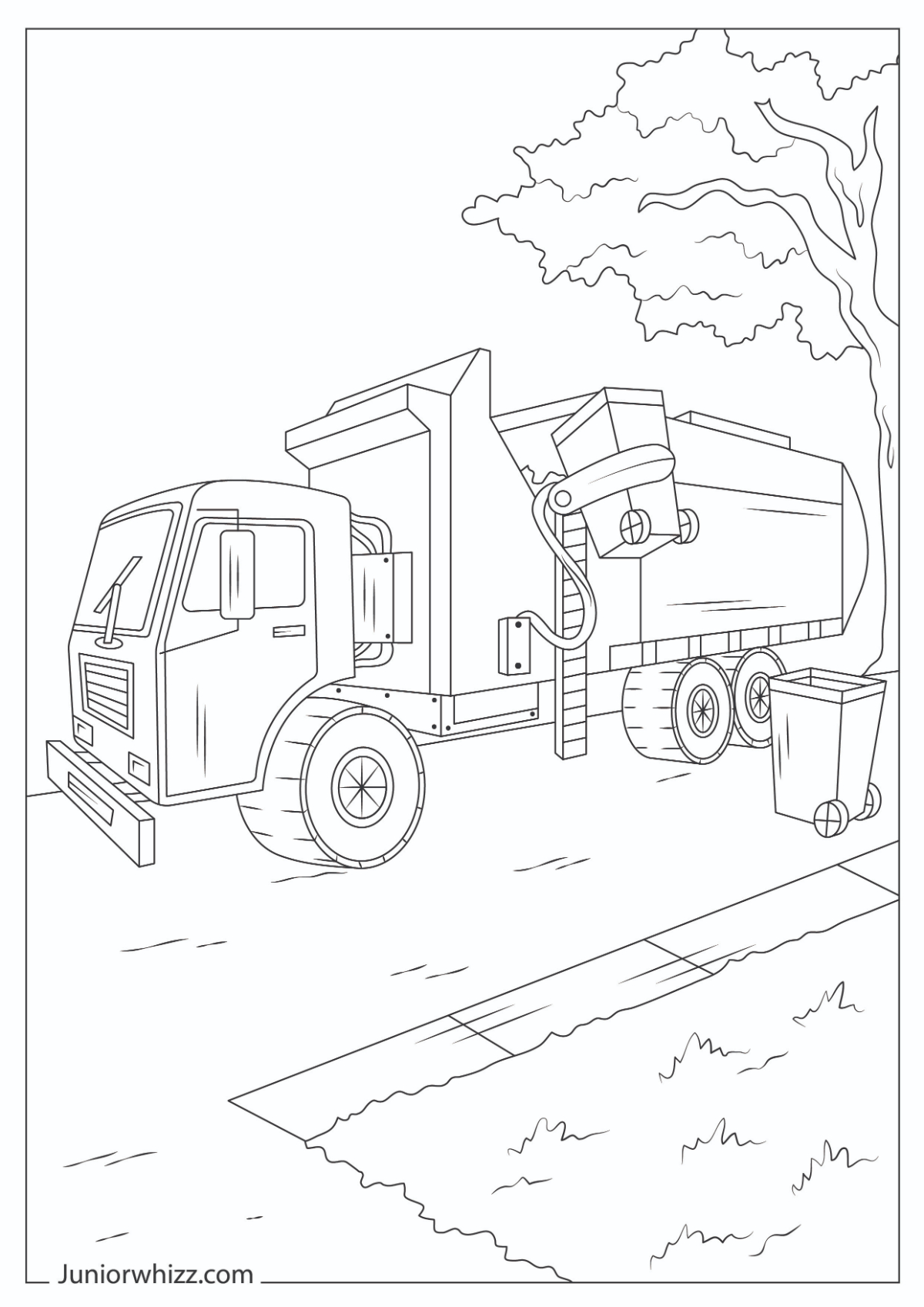 Garbage Truck Coloring Pages for - Garbage Truck Picking Up The Trash