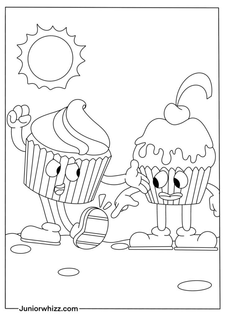 Kawaii Coloring Pages / Cute Coloring Set / Donut Cupcake Ice