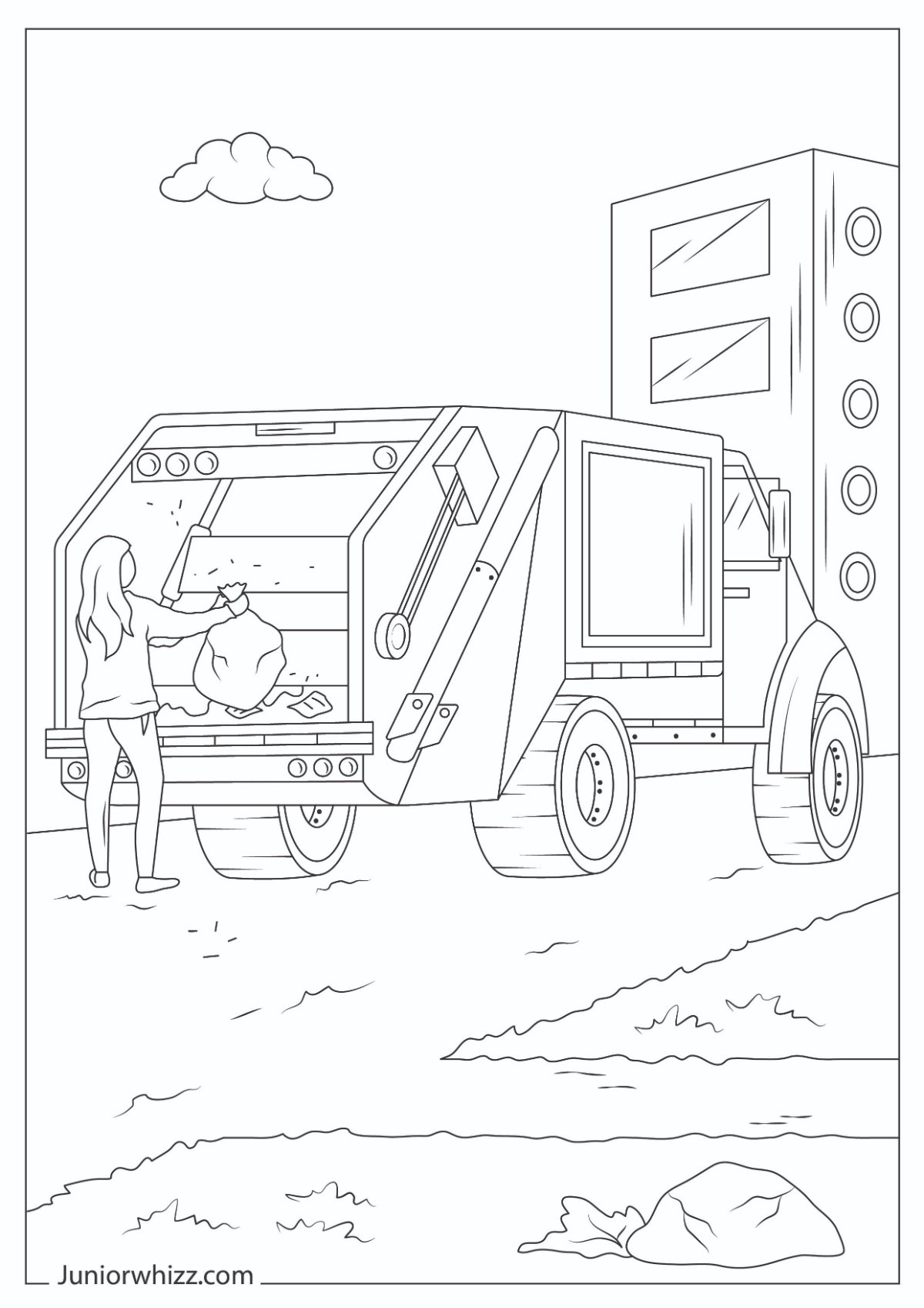 Garbage Truck Coloring Pages for Kids (12 Printable PDFs)