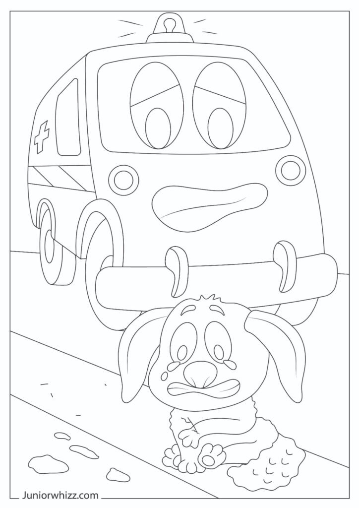 Preschool Ambulance Coloring Page