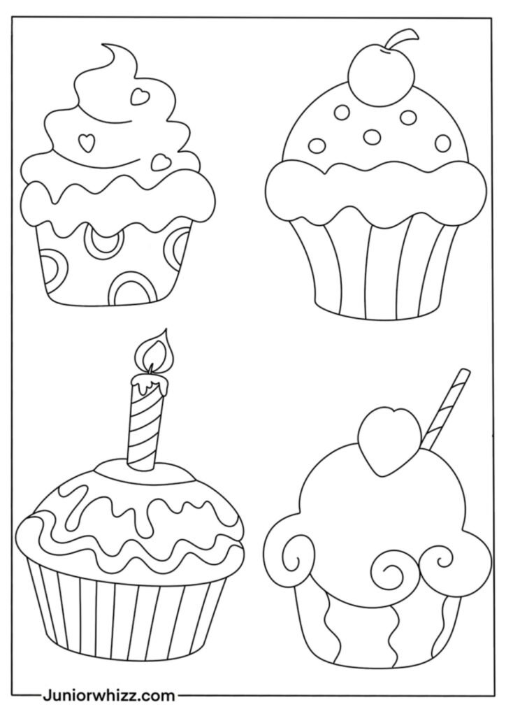Preschool Cupcake Coloring Page