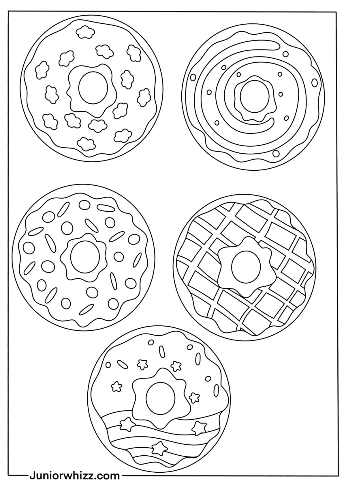 Donut Coloring Pages with Book (16 Printable PDFs)