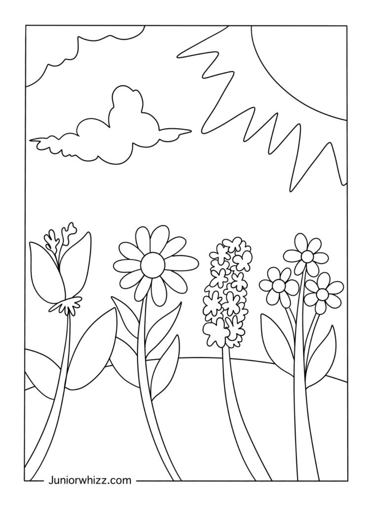 Preschool Spring Flower Coloring Page