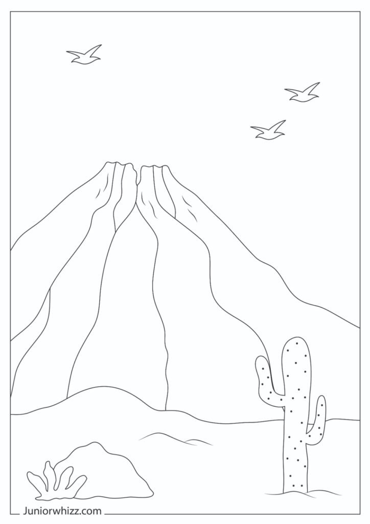 Preschool Volcano Coloring page