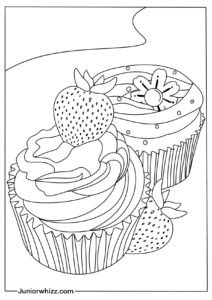 Realistic Cupcake Coloring Page