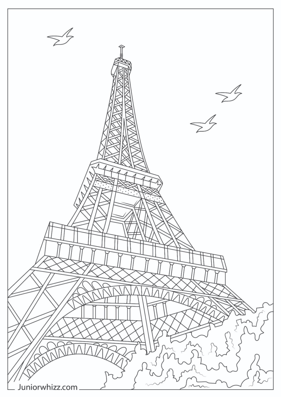 Eiffel Tower Coloring Pages for Kids (12 Printable PDFs)