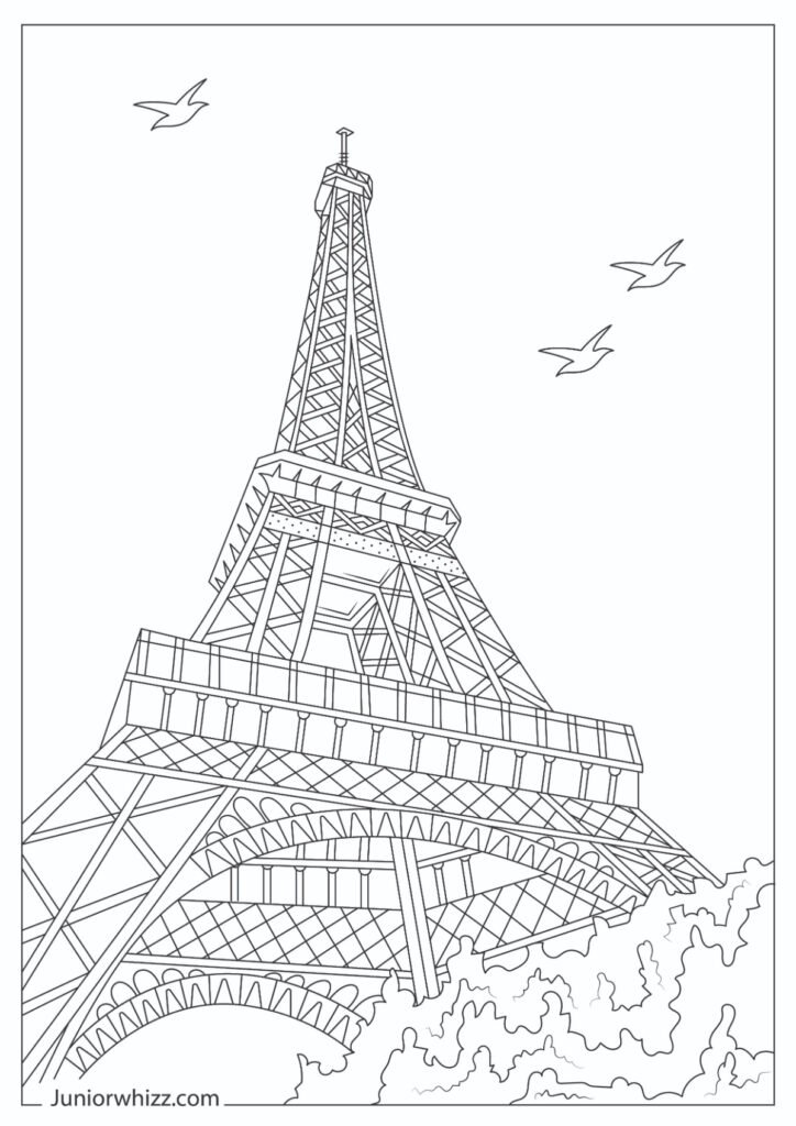 Realistic Eiffel Tower Coloring Page