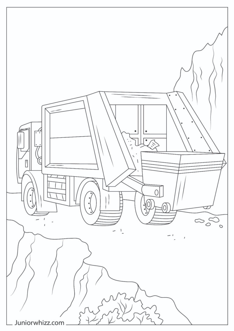 Garbage Truck Coloring Pages for Kids (12 Printable PDFs)