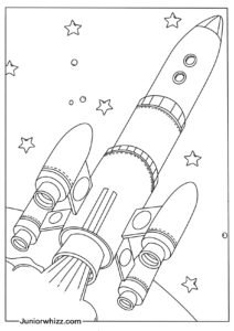 Realistic Rocketship Coloring Page