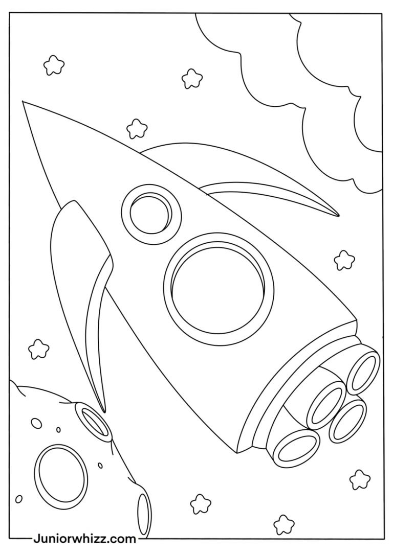 15 Rocketship Coloring Pages for Kids (Printable PDFs)