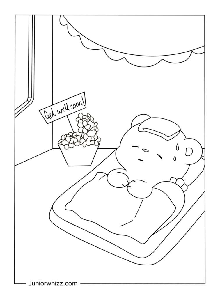 Get Well Soon Teddy Bear Coloring Pages