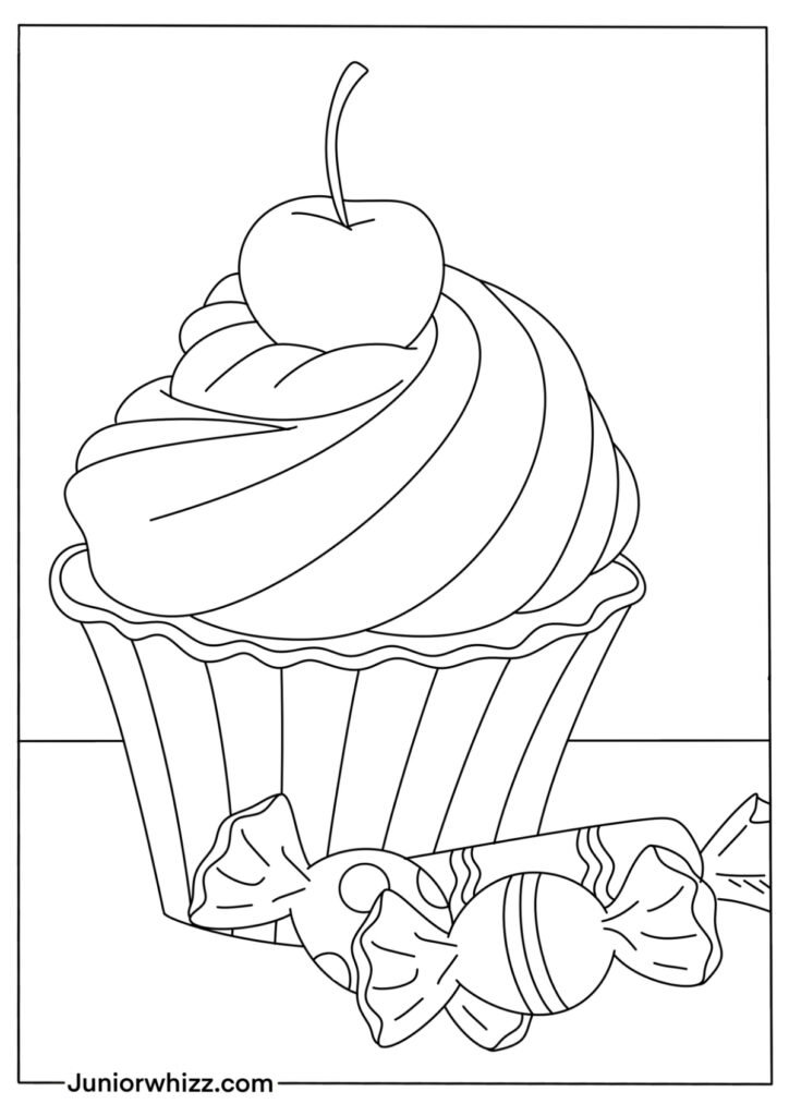 Simple Cupcake Coloring Page