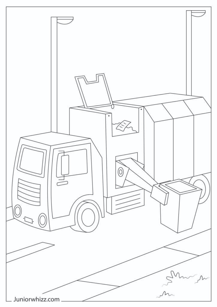 Simple Garbage Truck Coloring Page