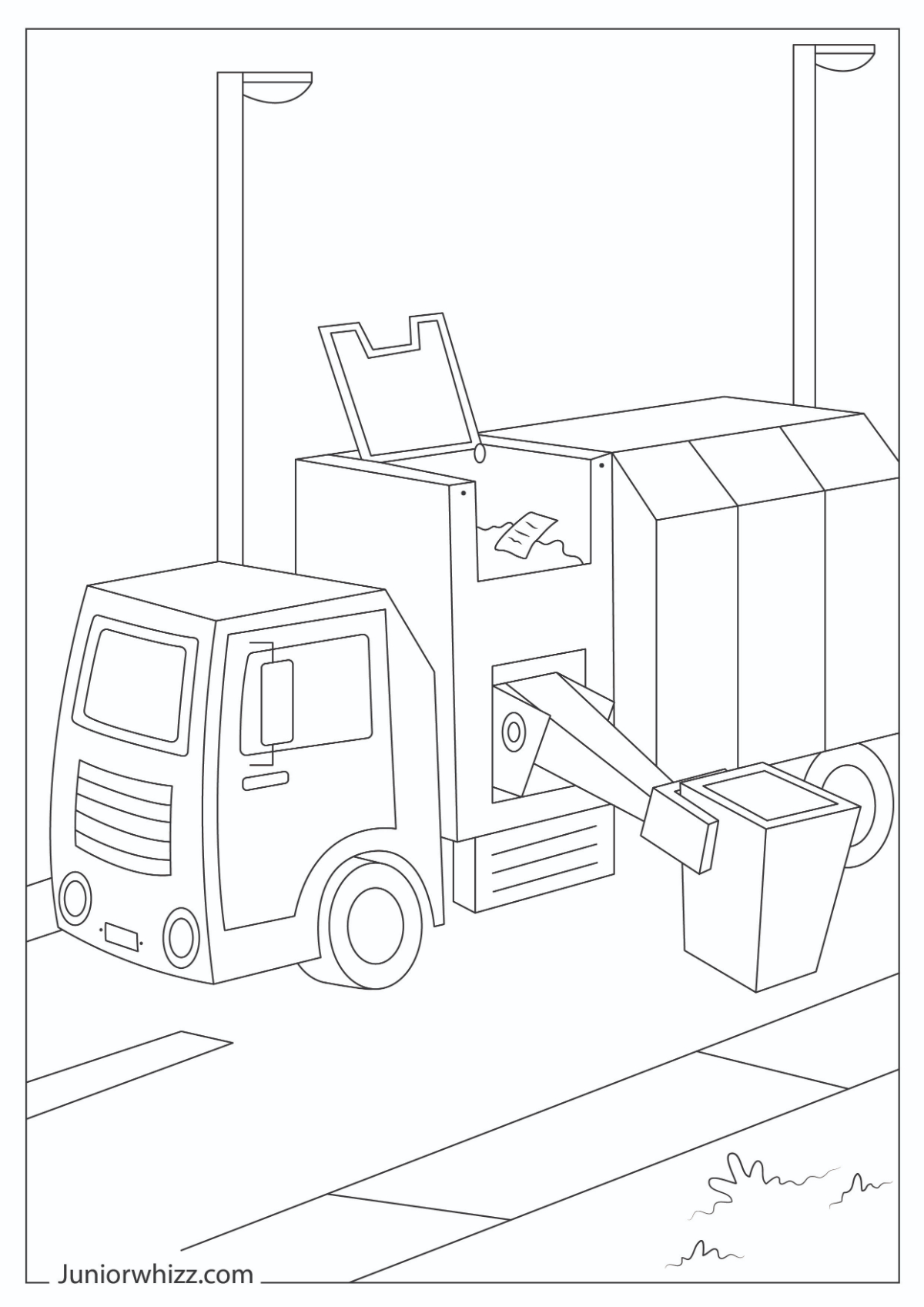 Garbage Truck Coloring Pages for Kids (12 Printable PDFs)