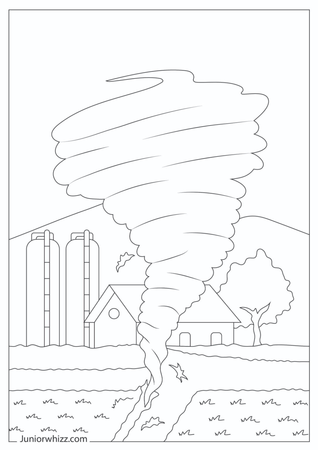 Tornado Coloring Pages with Book (10 Printable PDFs)