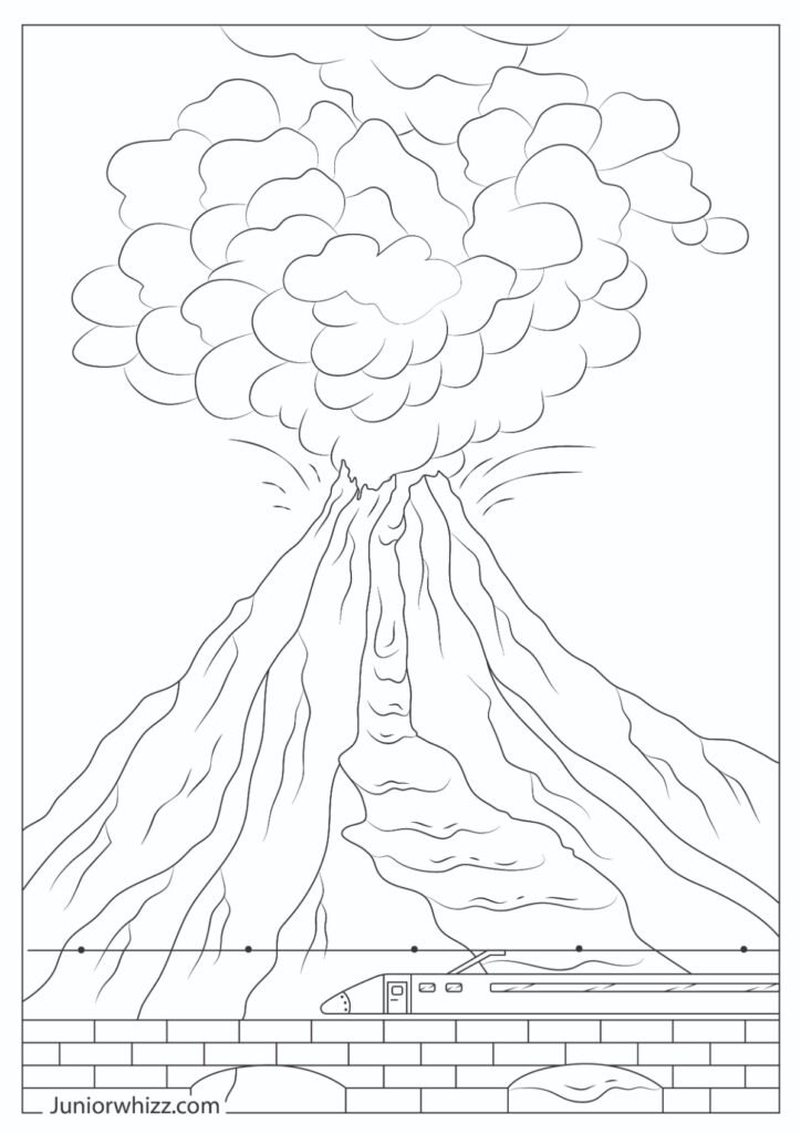 Volcanic Eruption Coloring Page