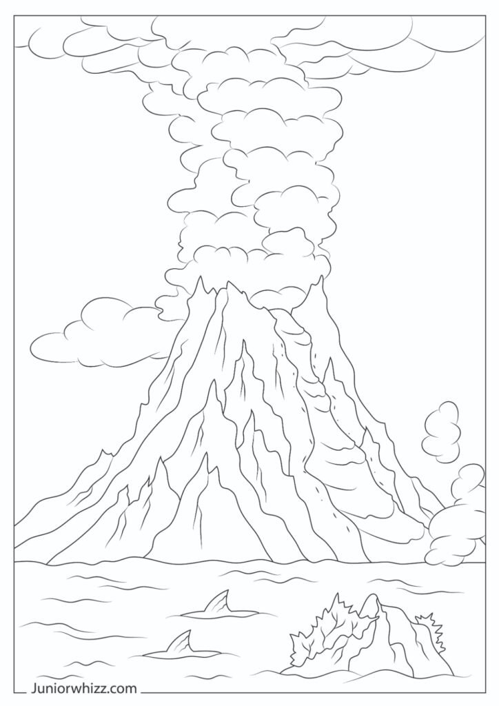 Volcano Coloring Page for Kids