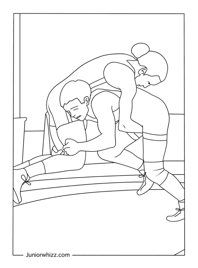 Wrestling Sport Coloring Page